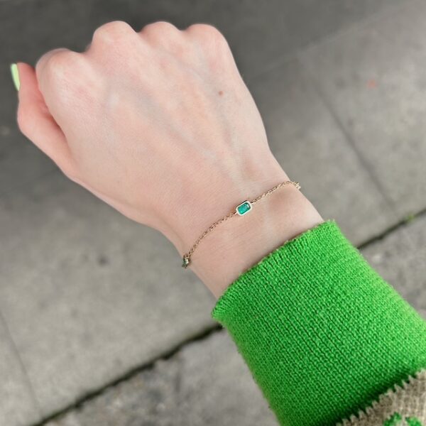 Recycled Emerald Cut Emerald Station Bracelet - Image 3