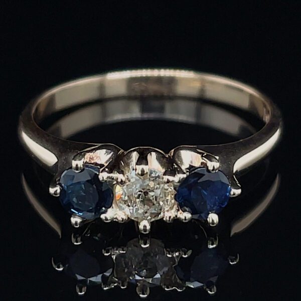 Antique Sapphire & Diamond Three Stone Ring