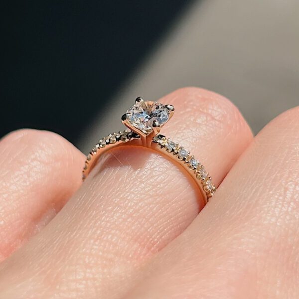 Recycled GIA Certified Diamond Accented Solitaire Ring - Image 4