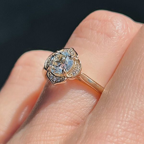 Recycled Old European Cut Diamond Halo Ring - Image 4