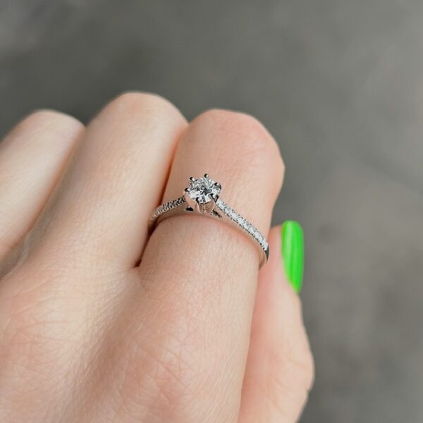 Estate Diamond Accented Solitaire Ring - Image 2