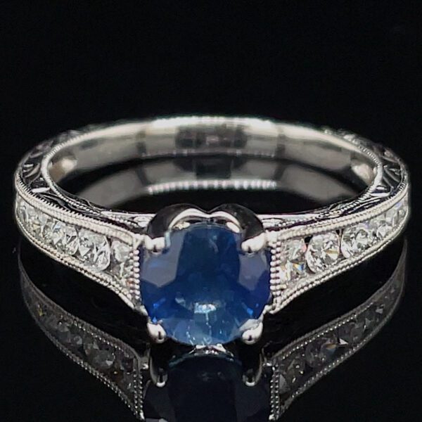 Estate Sapphire & Channel Set Diamond Ring