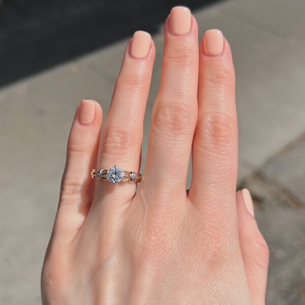 Estate GIA Certified Bamboo Motif Diamond Ring - Image 3