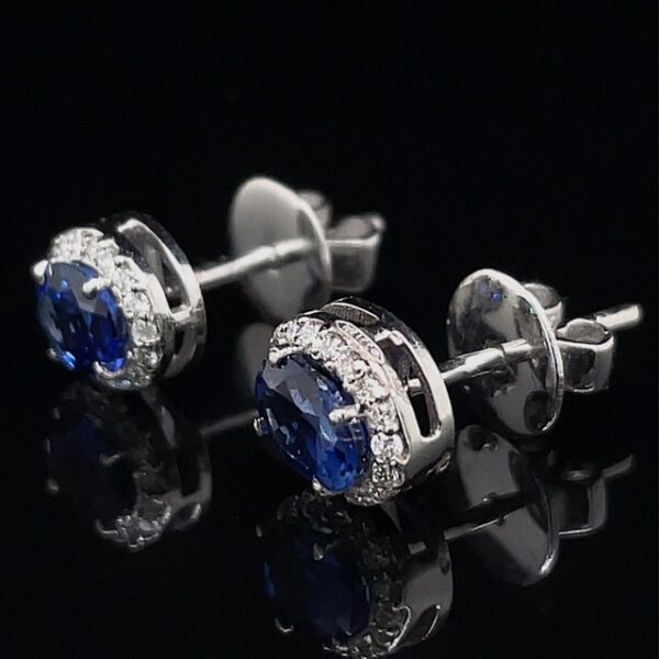 Oval Sapphire & Ruby Stud Earrings - Image 2