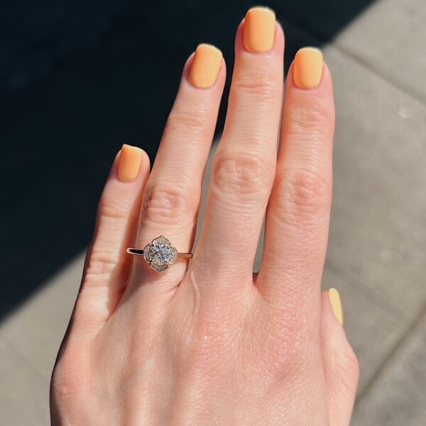 Recycled Old European Cut Diamond Halo Ring - Image 5