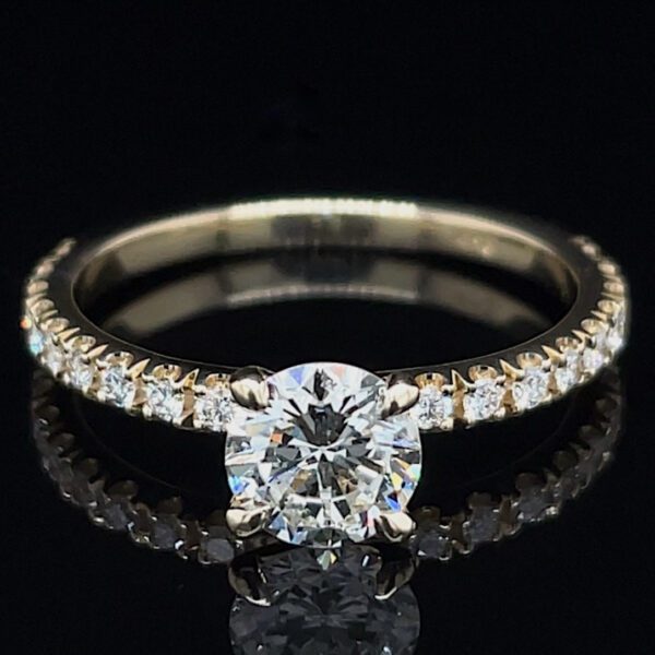 Recycled GIA Certified Diamond Accented Solitaire Ring