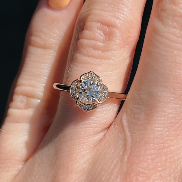 Recycled Old European Cut Diamond Halo Ring - Image 3