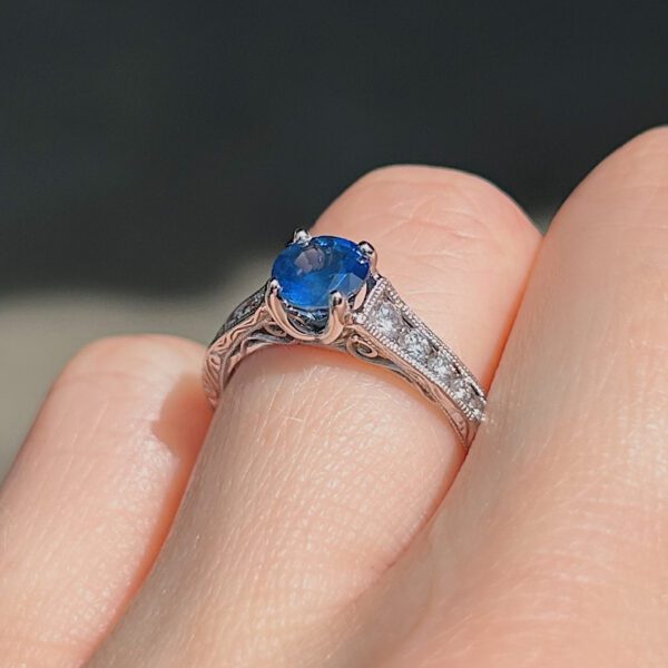 Estate Sapphire & Channel Set Diamond Ring - Image 4