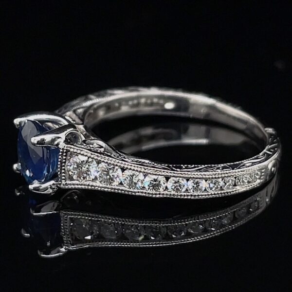 Estate Sapphire & Channel Set Diamond Ring - Image 2