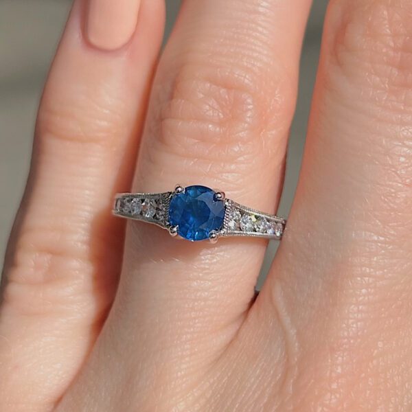 Estate Sapphire & Channel Set Diamond Ring - Image 3