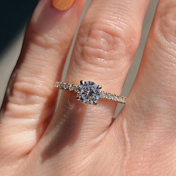 Recycled GIA Certified Diamond Accented Solitaire Ring - Image 2