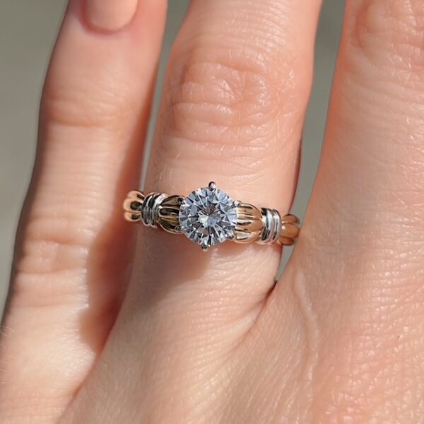 Estate GIA Certified Bamboo Motif Diamond Ring - Image 2