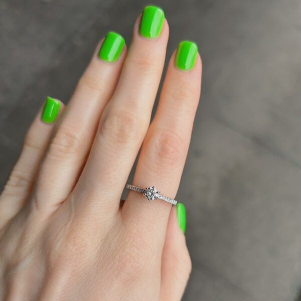 Estate Diamond Accented Solitaire Ring - Image 3