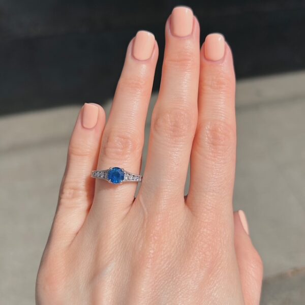 Estate Sapphire & Channel Set Diamond Ring - Image 5