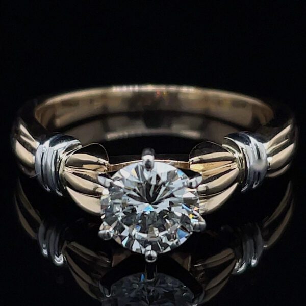 Estate GIA Certified Bamboo Motif Diamond Ring