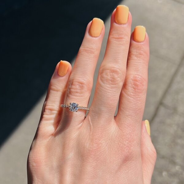 Recycled GIA Certified Diamond Accented Solitaire Ring - Image 3