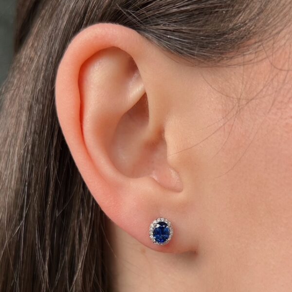 Oval Sapphire & Ruby Stud Earrings