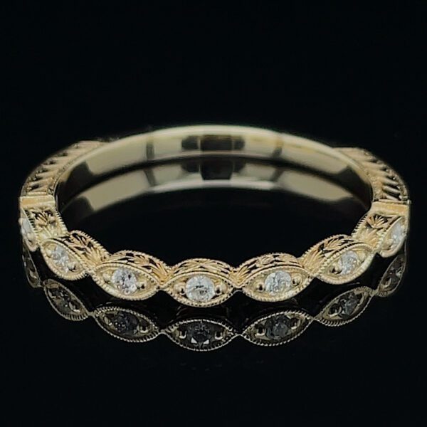 Vintage Inspired Marquise Shape Milgrain Band