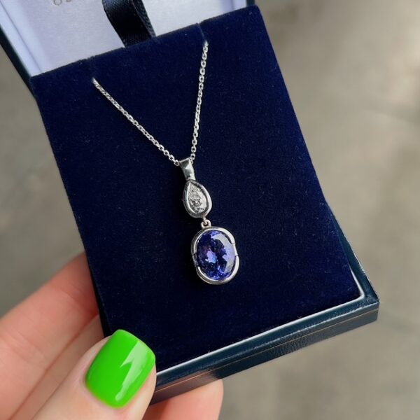Estate Tanzanite & Diamond Pendant - Image 2