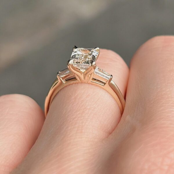 Recycled GIA Certified Emerald Cut Diamond Ring - Image 4