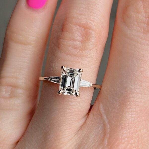 Recycled GIA Certified Emerald Cut Diamond Ring - Image 2