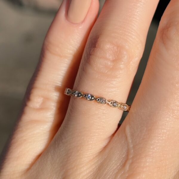 Vintage Inspired Marquise Shape Milgrain Band - Image 3