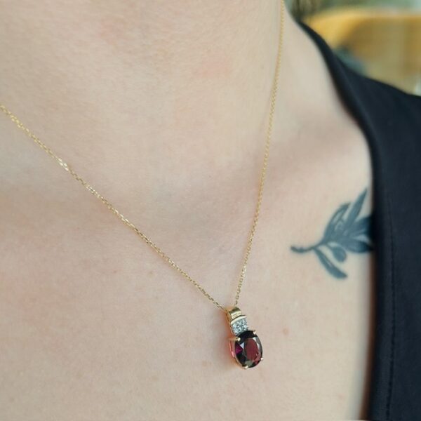 Estate Garnet & Diamond Pendant - Image 2