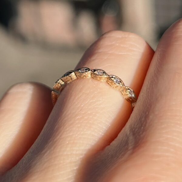 Vintage Inspired Marquise Shape Milgrain Band - Image 4