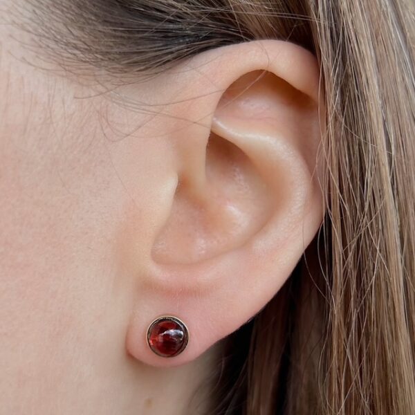 Estate Bezel Set Garnet Studs