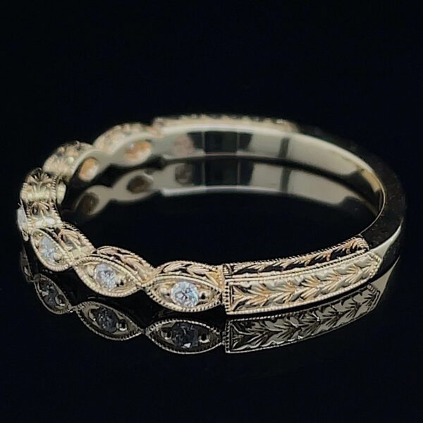 Vintage Inspired Marquise Shape Milgrain Band - Image 2
