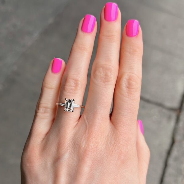 Recycled GIA Certified Emerald Cut Diamond Ring - Image 3