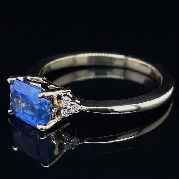 Recycled East/West Sapphire Diamond Ring - Image 2