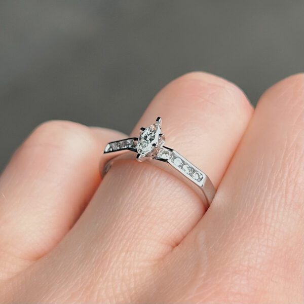 Estate Marquise Diamond Accented Engagement Ring - Image 4