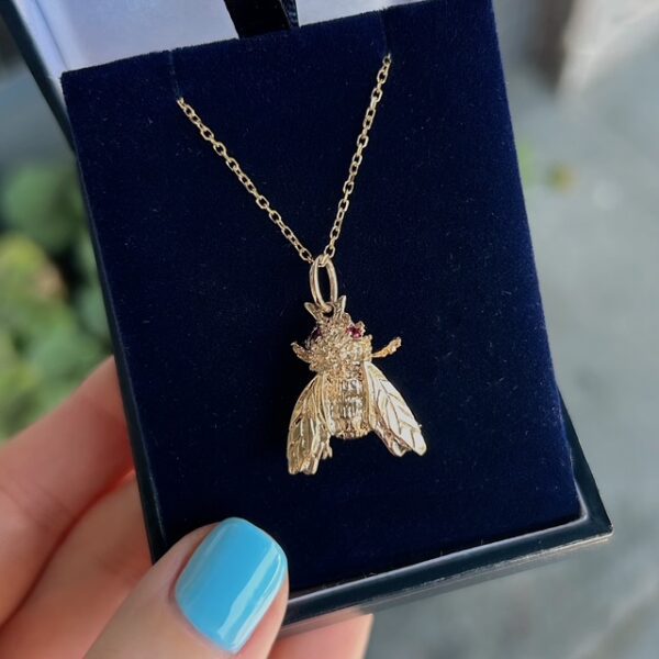 Estate Fly Pendant with Ruby Eyes