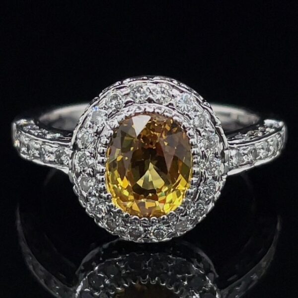 Estate Yellow Sapphire & Diamond Ring