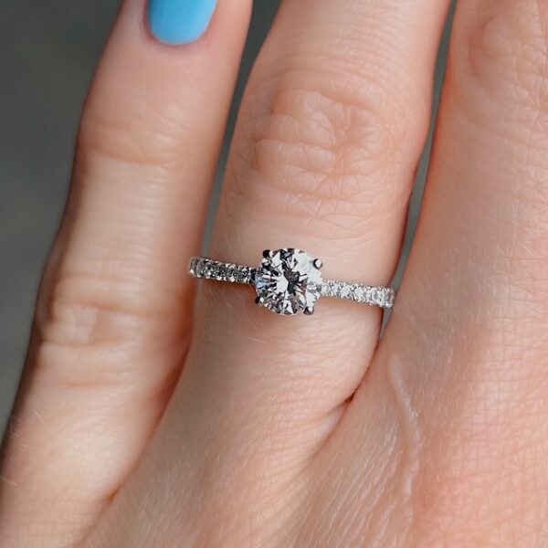 Estate Diamond Accented Solitaire Ring - Image 2