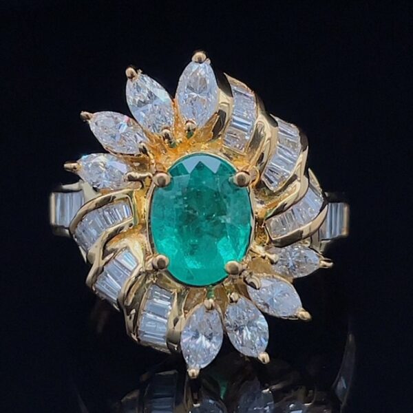 Estate Emerald & Diamond Dinner Ring