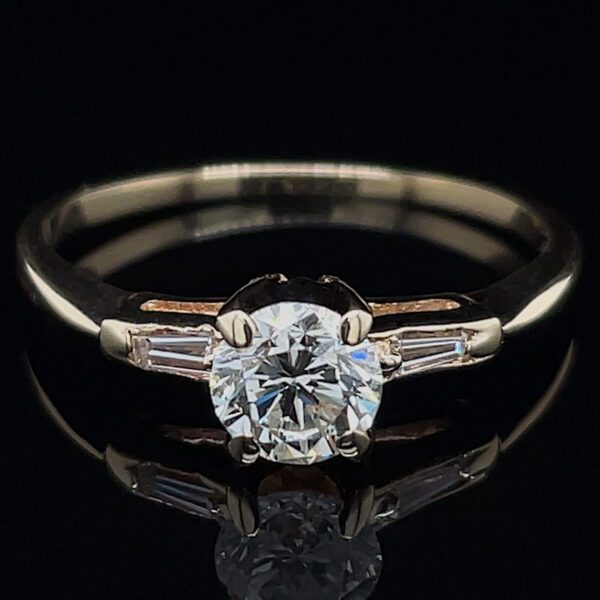 Estate Round Brilliant & Baguette Diamond Ring