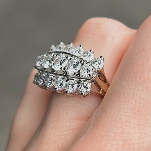 Estate Three Row Diamond Ring - Image 5