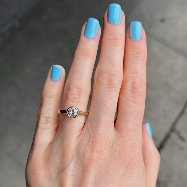 Recycled Bezel Set Diamond Ring - Image 2