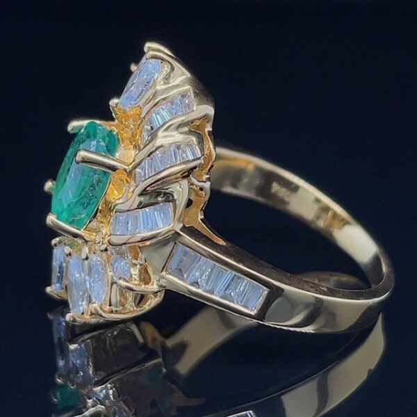 Estate Emerald & Diamond Dinner Ring - Image 2
