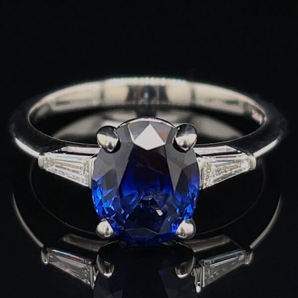 Recycled GIA Certified Sapphire & Diamond 3 Stone Ring