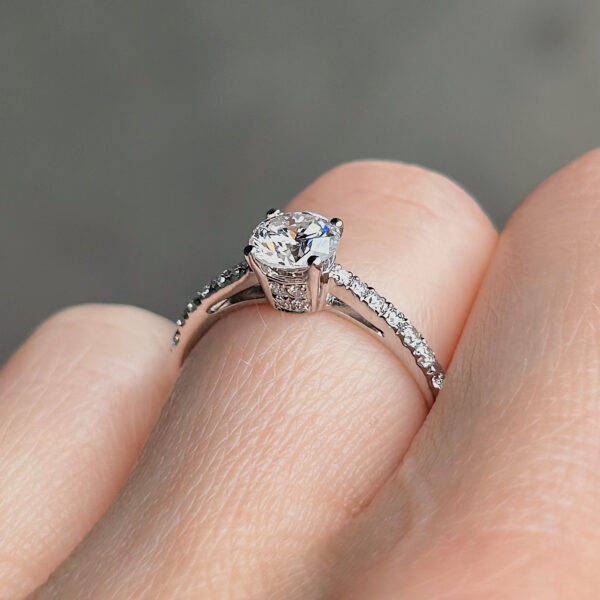 Estate Diamond Accented Solitaire Ring - Image 4