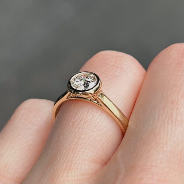 Recycled Bezel Set Diamond Ring - Image 3
