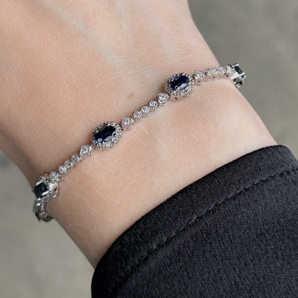 Estate Sapphire & Diamond Halo Bracelet