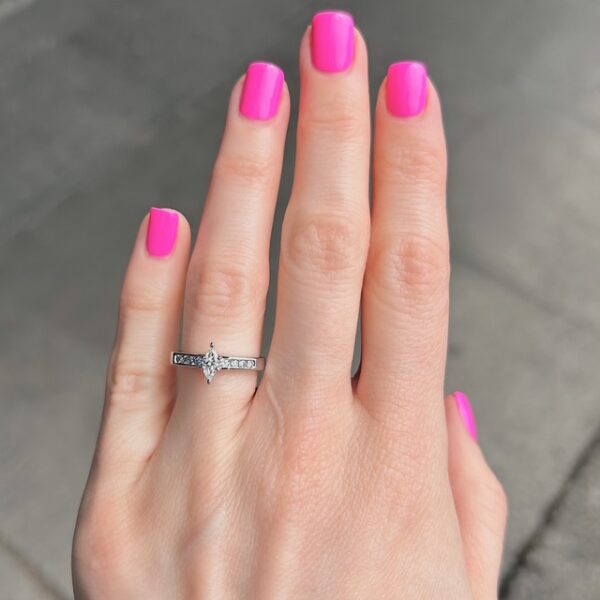 Estate Marquise Diamond Accented Engagement Ring - Image 3