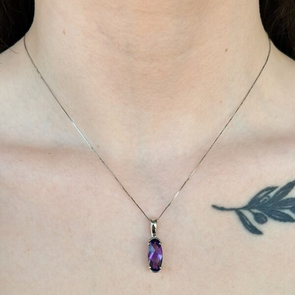 Estate Elongated Amethyst Oval Pendant