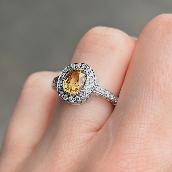 Estate Yellow Sapphire & Diamond Ring - Image 4