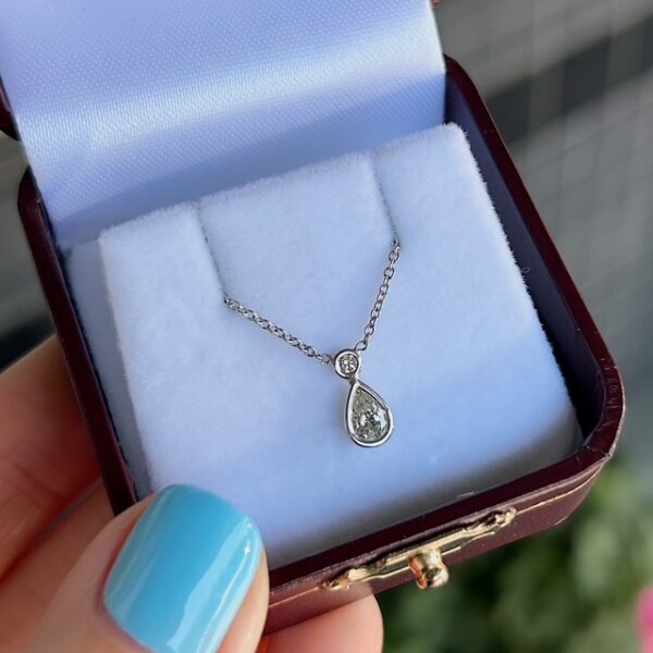 Recycled Pear Shape Diamond Pendant
