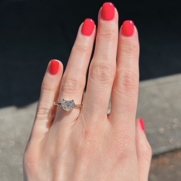 Recycled GIA Certified Heart Diamond Ring - Image 4